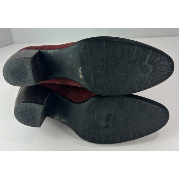 Sundance Suede Ankle Boots Size 39 US 8.5 - 9 Block Heel Burgundy Red Booties - Picture 10 of 16